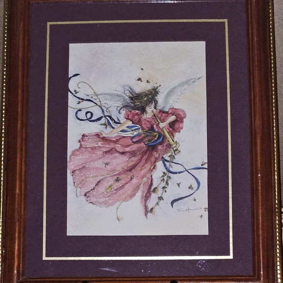 Set of 2 Vintage Framed Watercolor Prints by Peggy Reimel Abrams W/Angels - Picture 2 of 13